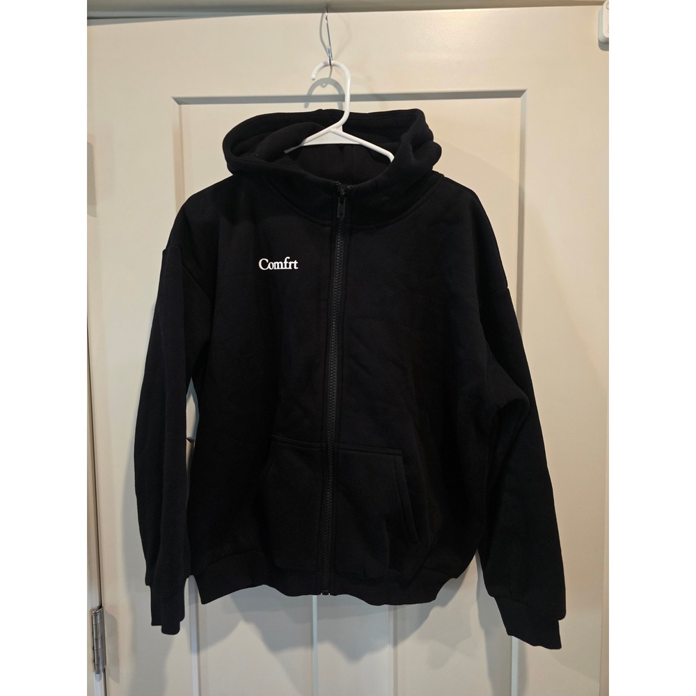 Comfrt Kids Zip Up Hoodie Black Fleece Sweatshirt Youth XL, Women's xs/s